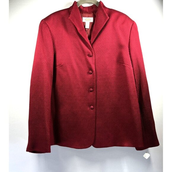 Talbots Women's Blazer Jacket Size 12 Solid Red Silk Wool Long Sleeve New Tags - Picture 1 of 9